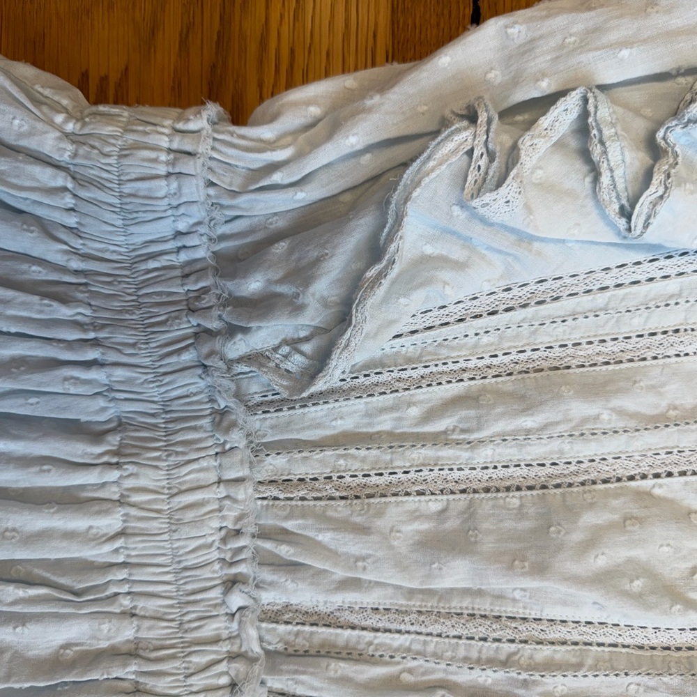 LoveShackFancy Light Blue Ruffle Mini Dress - Picture 3 of 3